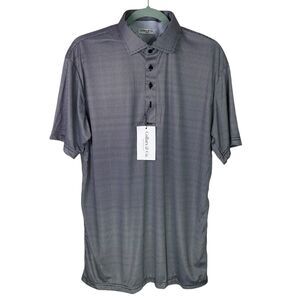 Collars & Co Polo Shirt Mens Large Black Houndstooth Preppy Dress Collar NWT